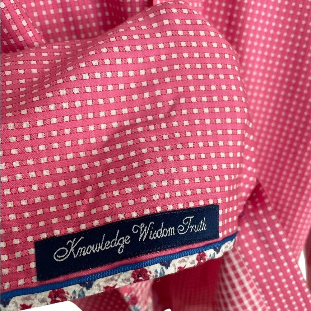 Robert Graham, Pink & White Long Sleeve, Checkered Button Up Shirt, Size L - Picture 4 of 7
